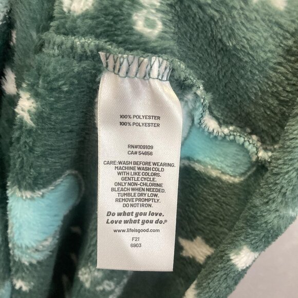Life Is Good Fleece Hooded Nightgown Womens Medium M Green Mug Coffee Pockets - Picture 11 of 14